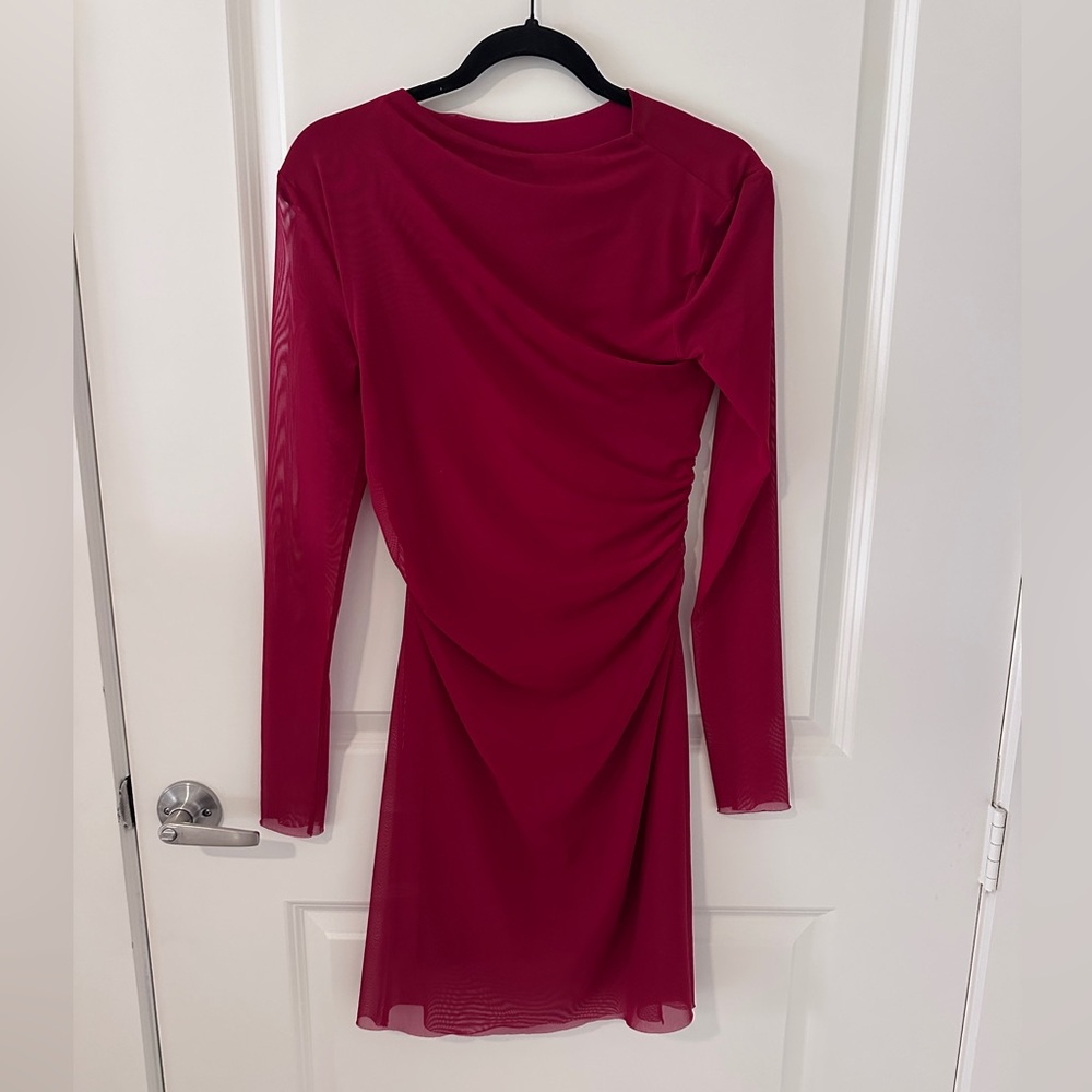 & Other Stories Burgundy Long Sleeve Dress - Picture 2 of 4